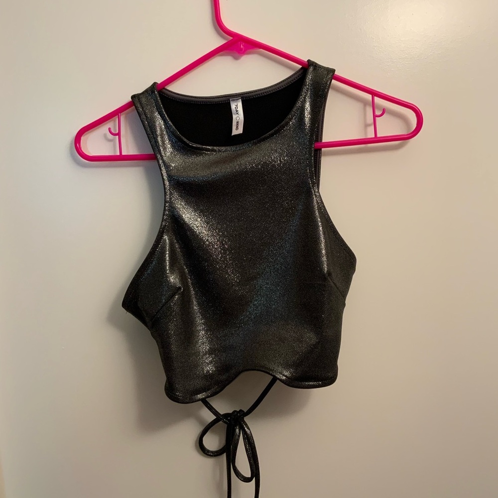 Dark Grey Shimmer Crop Top